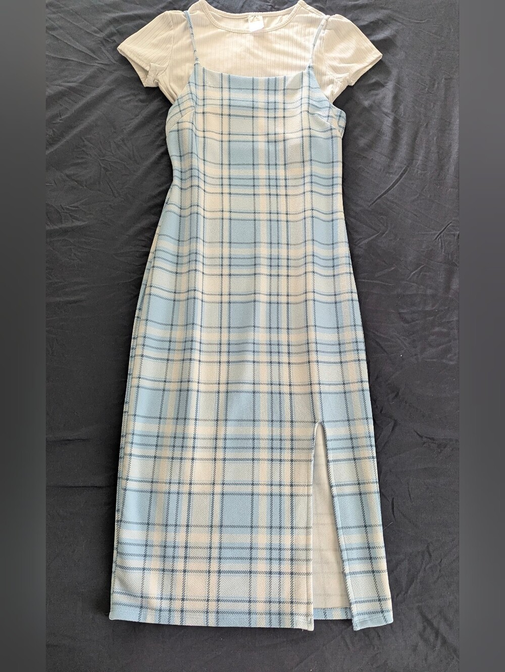 No Boundaries Plaid Dress/Crop Top